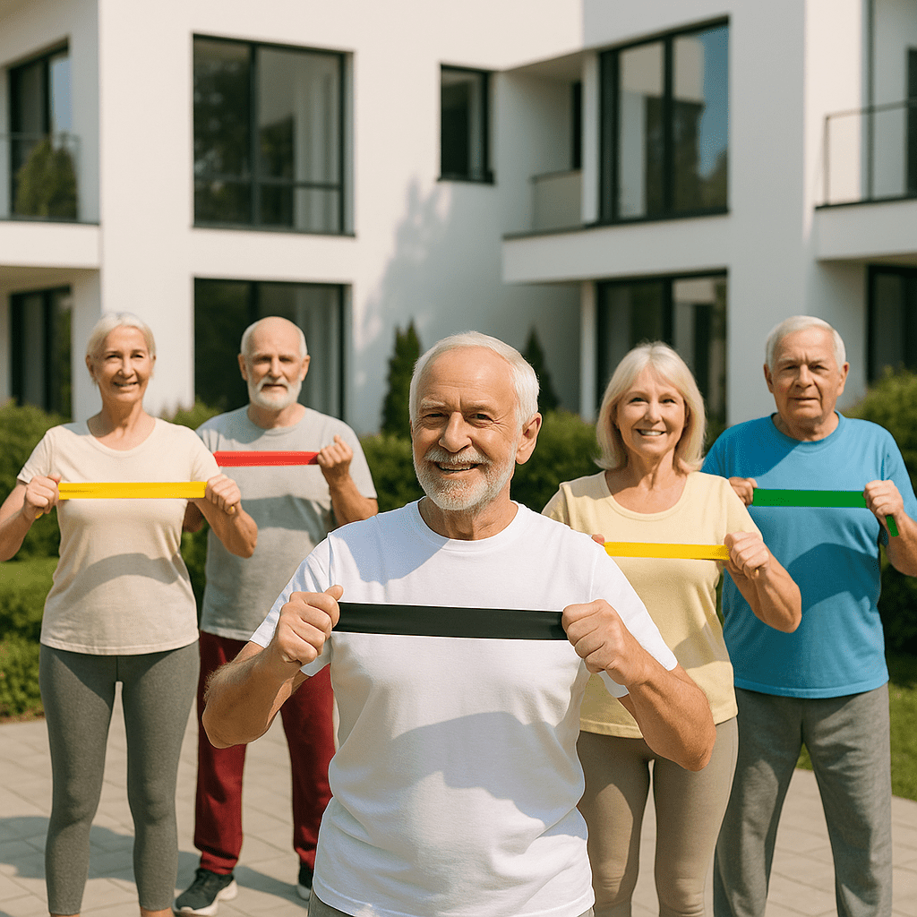 Elastique musculation amis s'entrainent dehors chacun resistance differente