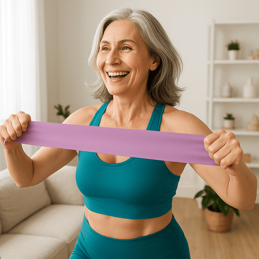 femme 65 ans etire elastique musculation en douceur 