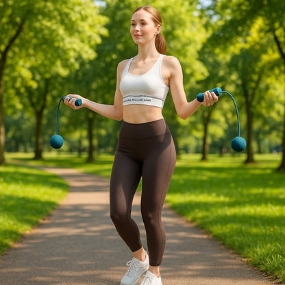femme pratique cardio exterieur avec corde a sauter sans fil 