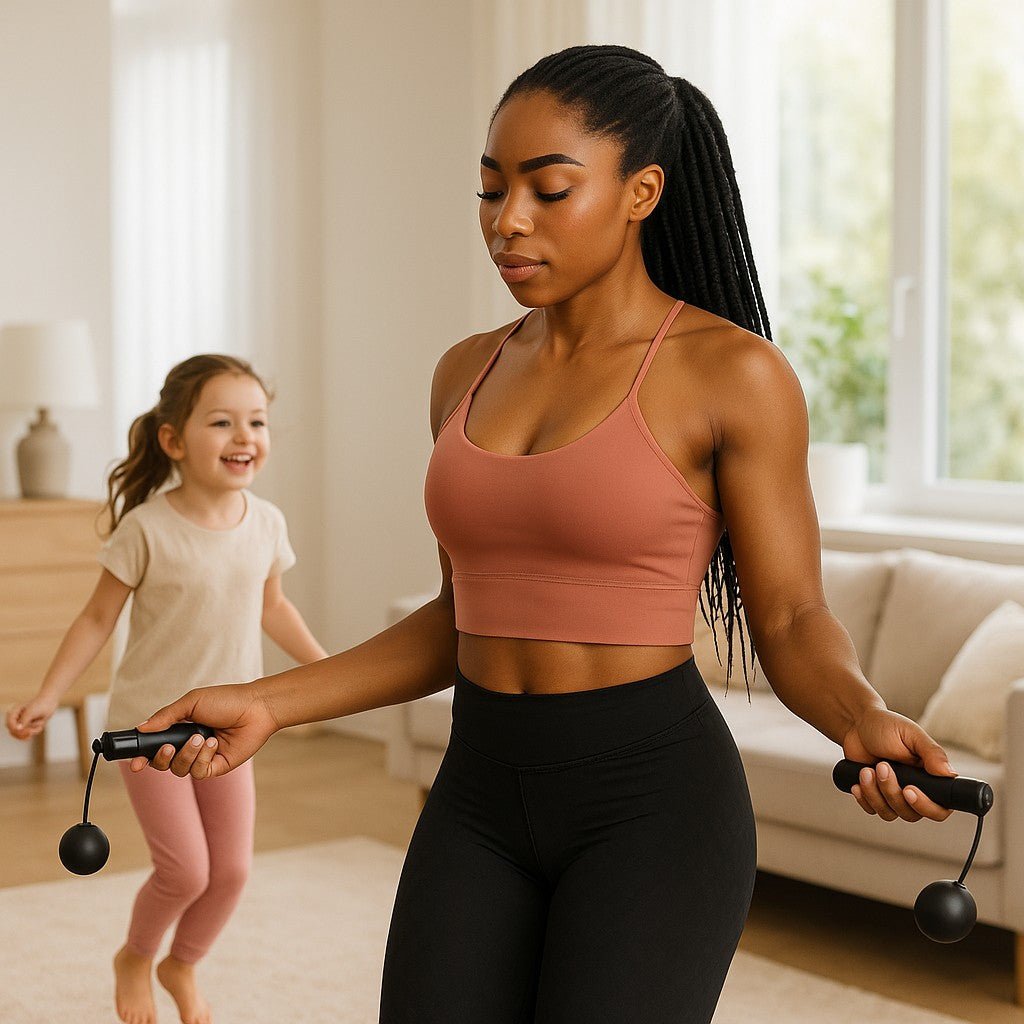 mere avec sa fille heureuse pratiquer exercice de corde a sauter sans corde noir
