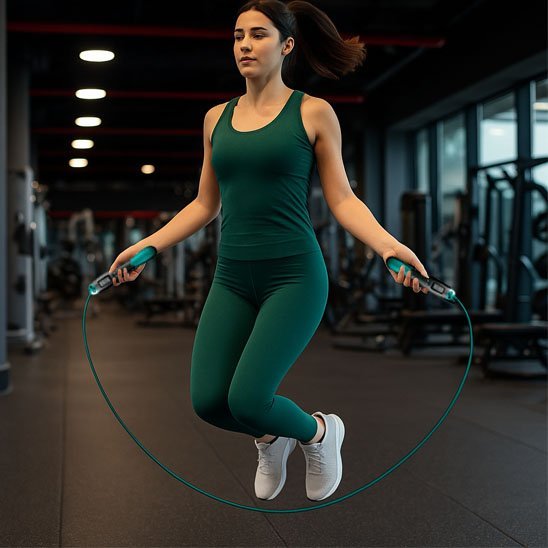 Corde a sauter sans corde femme s'exerce