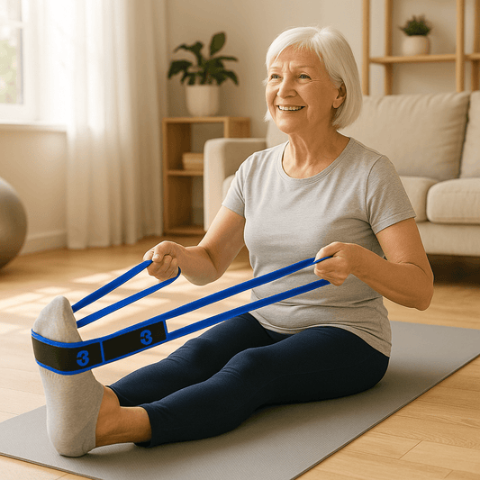 elastique usculation VitalForm femme tirant elastique de ses pieds vers elle