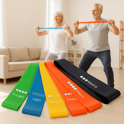 elastique musculation couple s'entrainant visuel  5 couleurs - 5 résistances