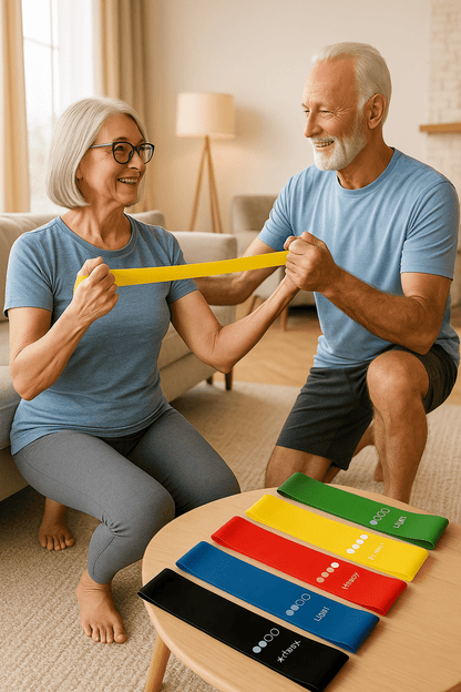 Elastique musculation femme pratique elastique jaune moyen recuperer avec homme aidant 