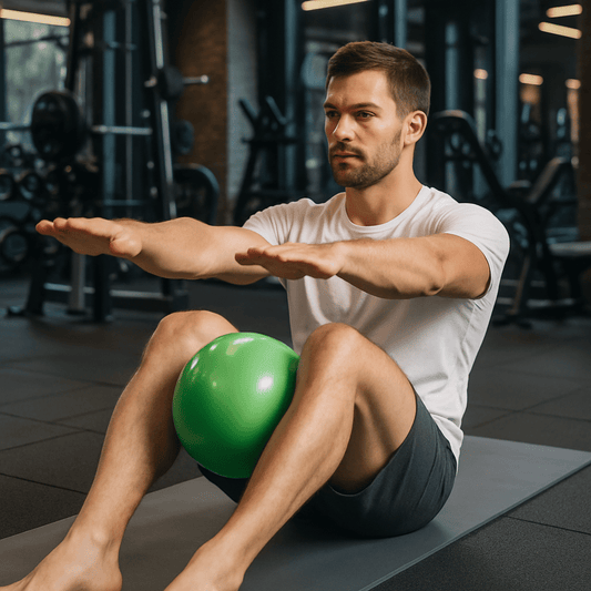 Swiss Ball Vitalité 55+ homme pratique redressement assis avec ballon vert